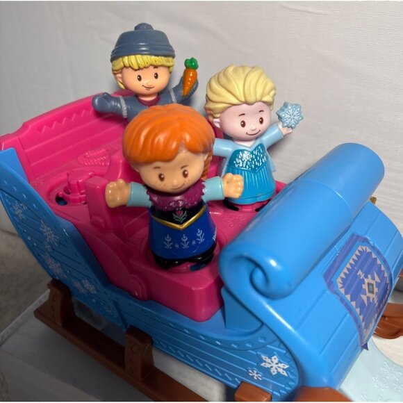 Disney Frozen Little People Sleigh Elsa Anna Kristoff Figures By Fisher-Price - Picture 2 of 10